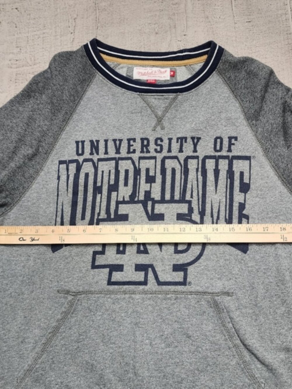 Notre Dame NCAA Mitchell&Ness‎ Size M Gray Men's Long Sleeve Crewneck Sweatshirt - Picture 7 of 9